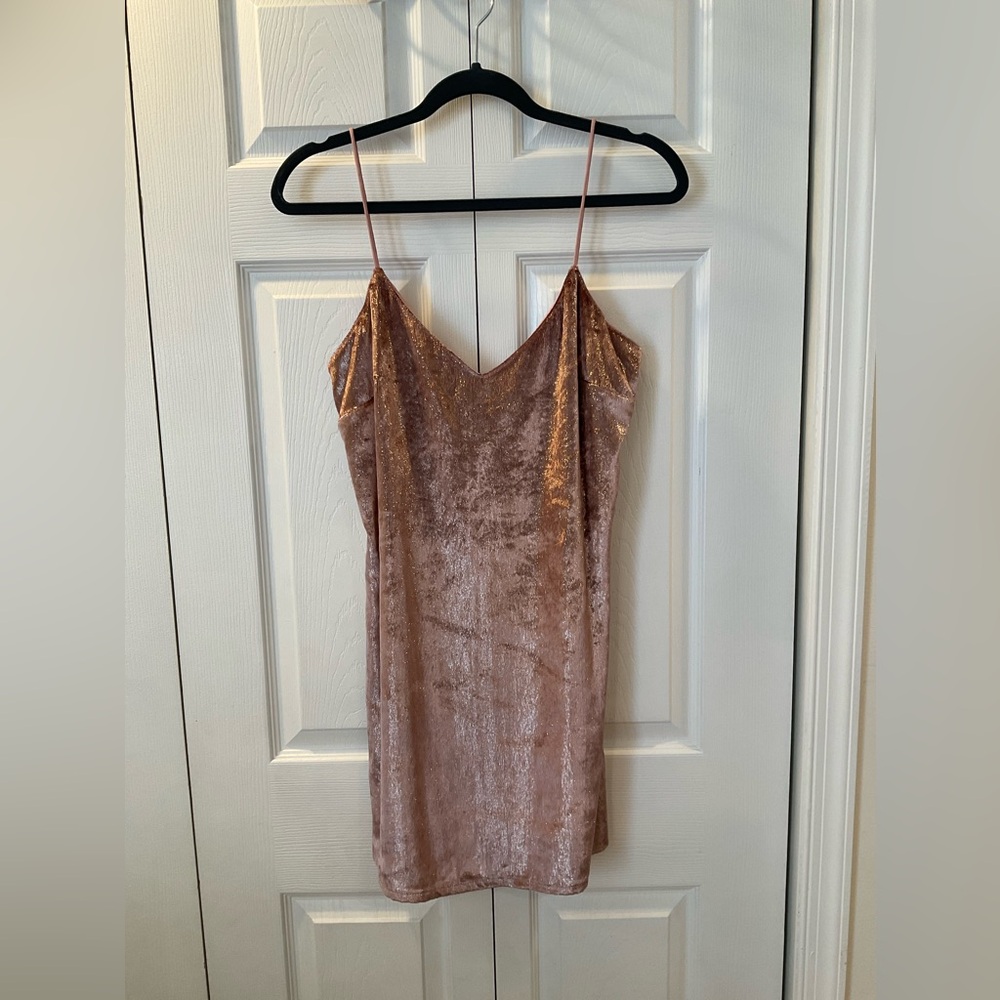 Topshop Velvet Slip Dress in Shimmering Bronze